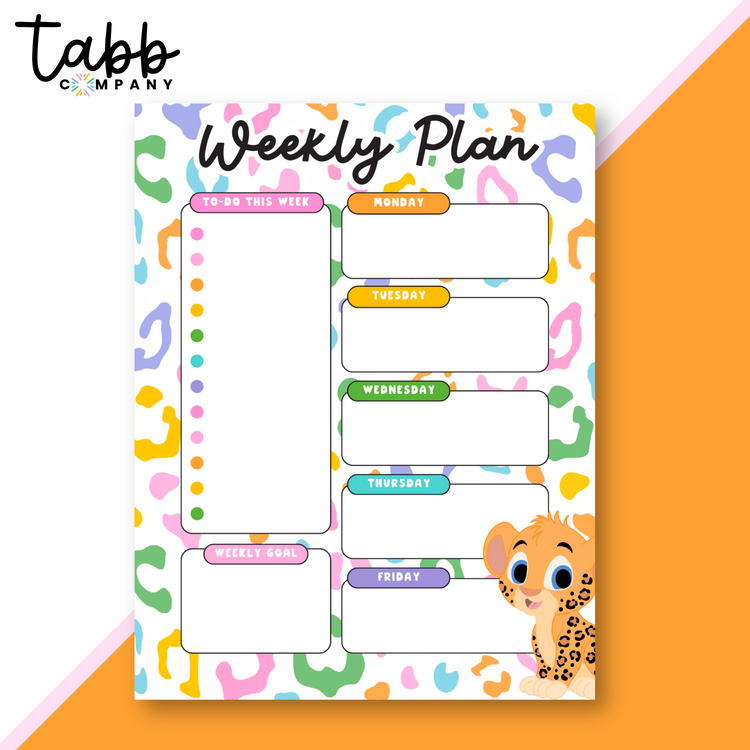 Whimsical Safari 8.5"x11" Weekly Planner Pad