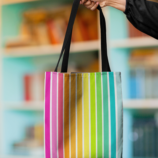 Vertical Rainbow Tote Bag