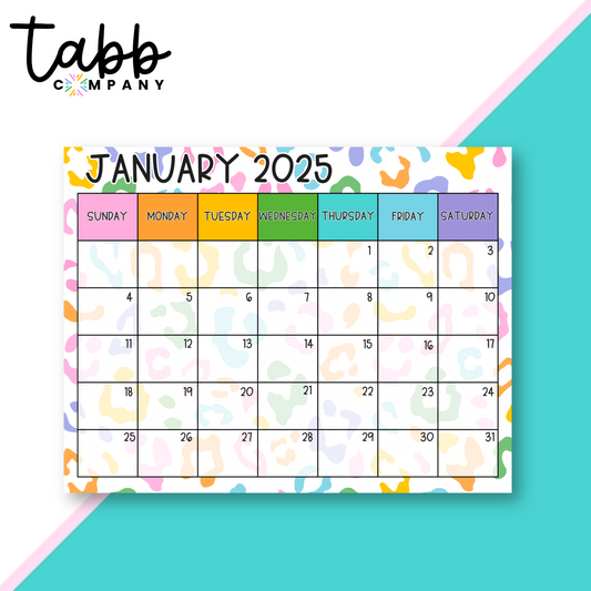 Whimsical Safari 8.5"x11" Monthly Calendar Desk Pad