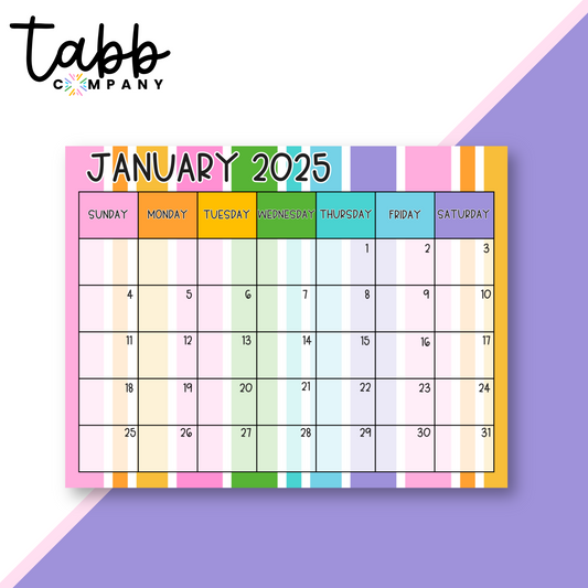 Candy Stripes 8.5"x11" Monthly Calendar Desk Pad