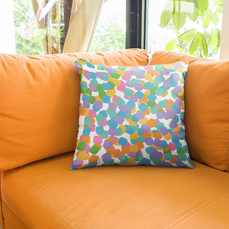 Confetti Burst Faux Suede Square Pillow