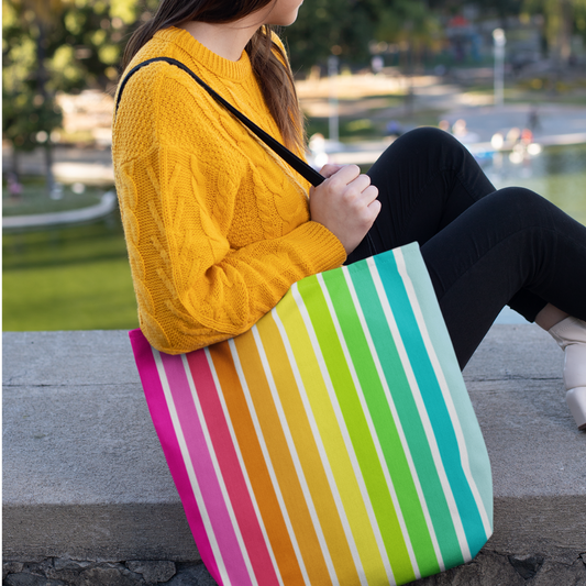 Vertical Rainbow Tote Bag