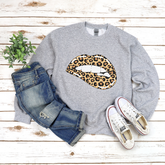 Cheetah Lips Unisex Crewneck Sweatshirt