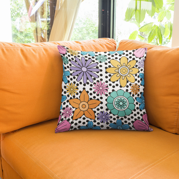 Retro Groove Faux Suede Square Pillow