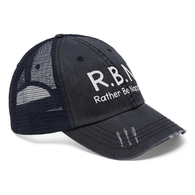 R.B.N. Rather Be Napping Unisex Distressed Trucker Hat