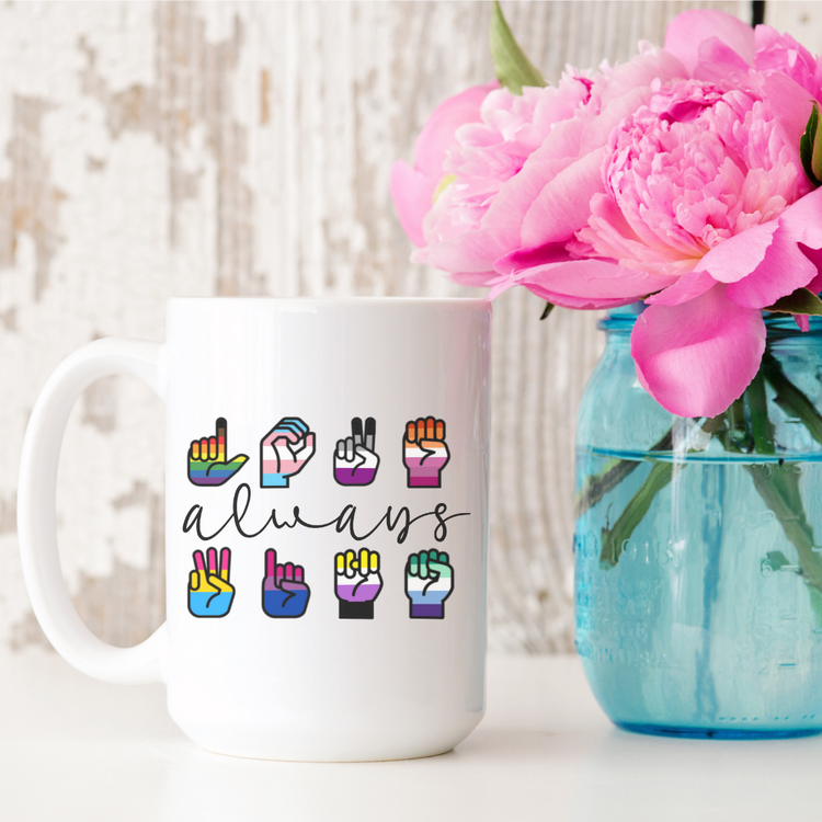 ASL Love Always Wins 15oz Ceramic Mug