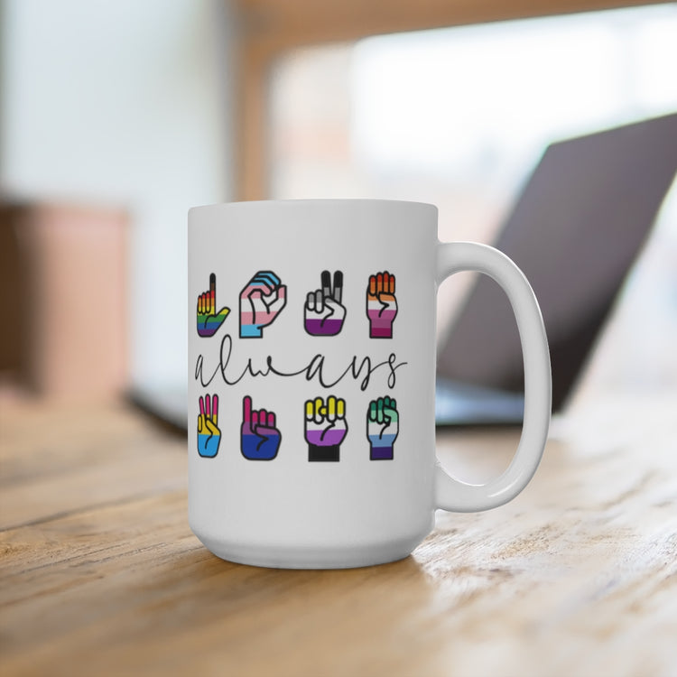 ASL Love Always Wins 15oz Ceramic Mug