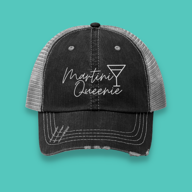 Martini Queenie Unisex Distressed Trucker Hat