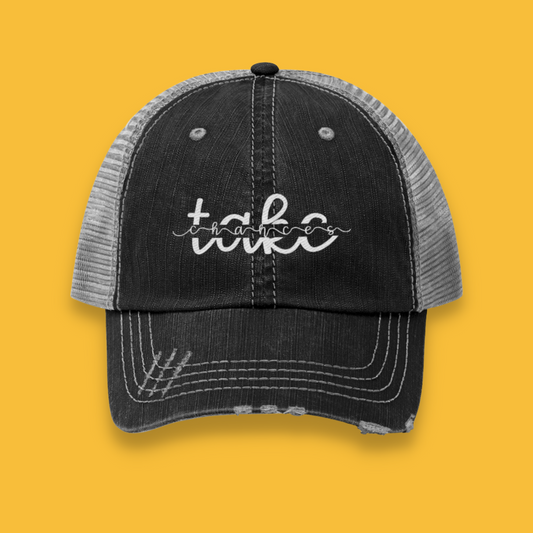 Take Chances Unisex Distressed Trucker Hat