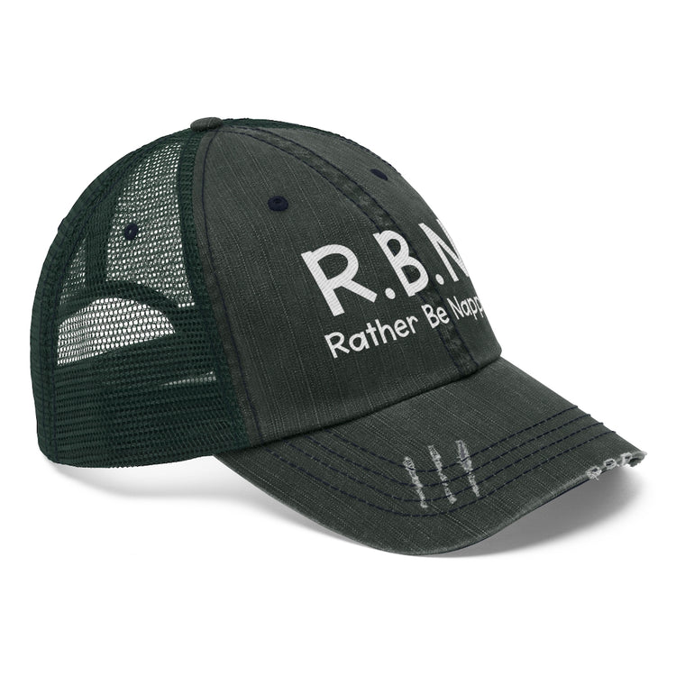 R.B.N. Rather Be Napping Unisex Distressed Trucker Hat