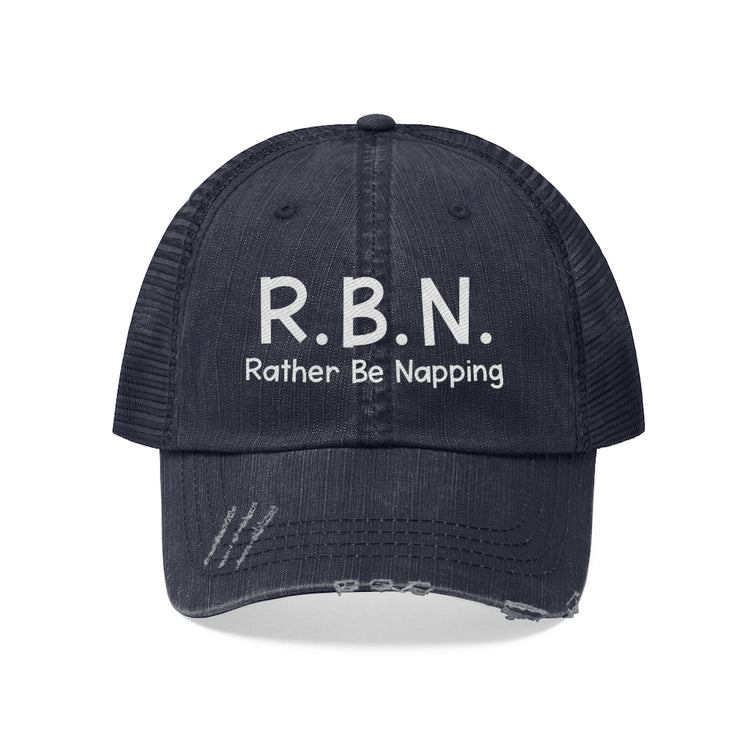 R.B.N. Rather Be Napping Unisex Distressed Trucker Hat