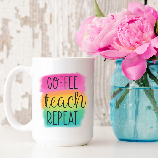 Coffee Teach Repeat 15oz Ceramic Mug