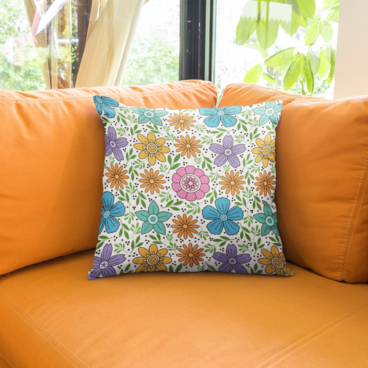 Enchanted Garden Faux Suede Square Pillow